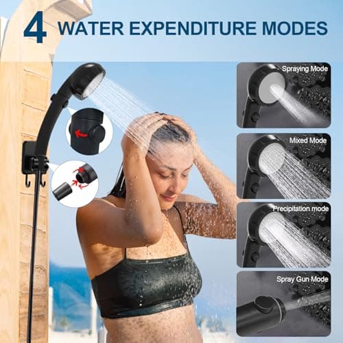 Portable Camping Shower with 20L Collapsible Bucket, 6000mAh Rechargeable Battery, Multi-Modes Spray Head & LED Smart Display, Type-C Charging Outdoor Shower Kit for Hiking, Travel, Pet Bath, Car Wash — view 5