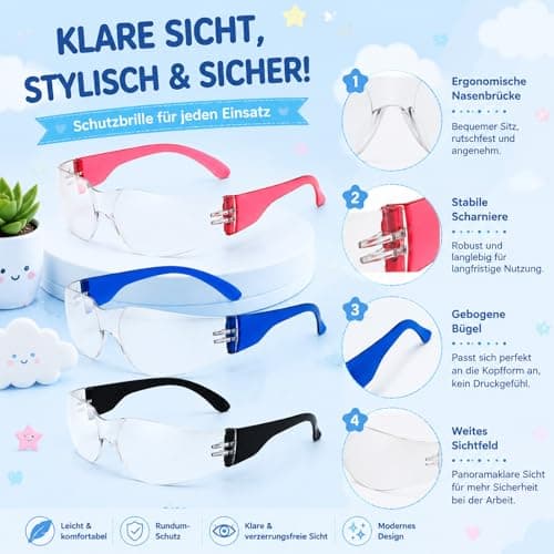 PRVCFZ 3 PCS Protective Goggles, Windproof Eye Gear for Cycling, Lightweight and Comfortable, Suitable for Outdoor Activities and Daily Use — view 3