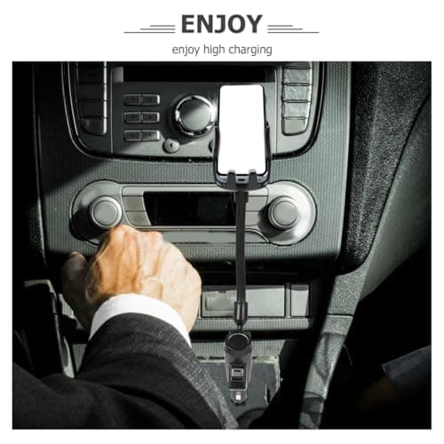 Gadpiparty Dual Usb Port Car Charger Phone Holder Mount with Cigarette Lighter Socket Compatible with 3 to 6.5 Inch Phones Dashboard Mount for Navigation and Charging — view 6