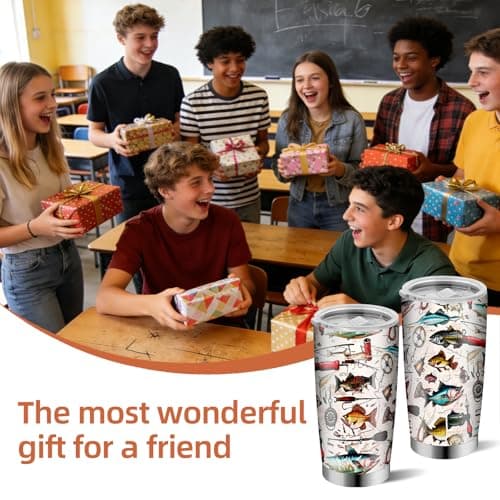 Fishing Gifts for Men, Fishermen - Fish Travel Coffee Mug Cup, Birthday Valentines Fathers Day Christmas Gift for Dad, Husband, Son, Boys, Grandpa, Uncle, Boss - 20oz Stainless Steel Insulated Tumbler — view 5