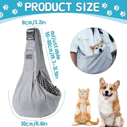 Dog Carrier Bag, Dog Sling up to 10 kg, Portable Carry Bag, Dog Bag for Walking Outdoor Activities and Excursions (Grey) — view 2
