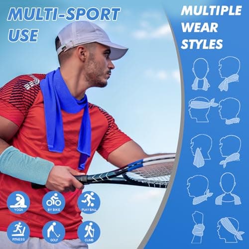 CSITE 4 Pack Cooling Towels (120x12cm) for Neck and Face, Ice Towel for Hot Weather, Soft Breathable Chilly Gym Towels, Microfiber Towel for Work Out, Yoga, Running, Camping & More Activities — view 3