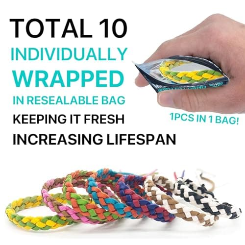 Mosquito Repellent Bracelet 10 Pack, Adjustable Leather Deet-Free Natural Insect Mosquito Bands for Adults & Kids, 350 Hour Insect Repellent Protection — view 5