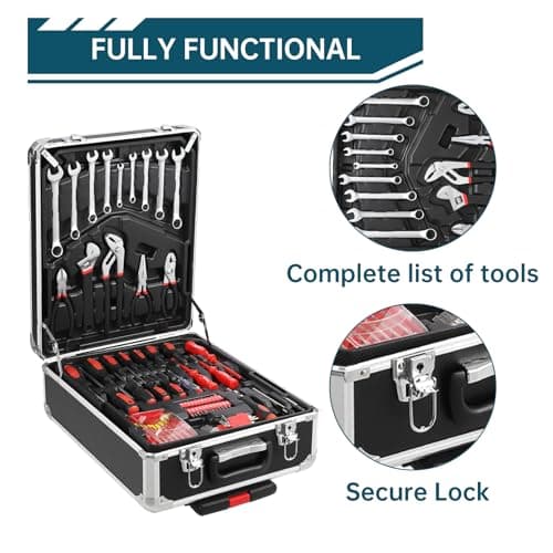 186-Piece Rolling Tool Kit, Aluminum Trolley Case for Home & Mechanic Repair — view 5