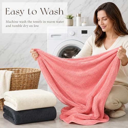 DHNDO 6 Pack Large Bath Towels for Bathroom, 140 x 70 cm Soft Absorbent Shower Towels Bulk Microfibre Quick Dry Towel for Daily Use Spa Gym Beach Pool Hotel (Multicolour) — view 5