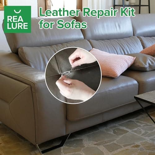 Realure 20pcs Leather Repair Kit, Heavy-Duty Upholstery Sewing Set with Awl, Stainless Steel Needles & Waxed Thread for Sofa, Shoe & Car Seat Repair — view 3
