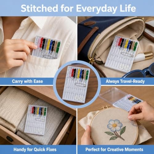 Pre-Threaded Needle Kit 20 Pcs Assorted Colour Travel Sewing Kit — view 5