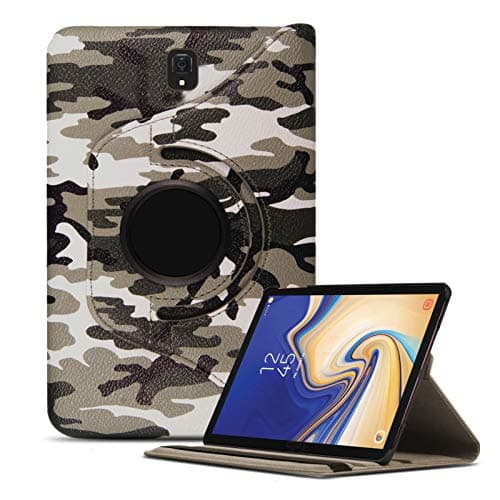 Samsung Galaxy Tab S4 10.5 Case, Leather 360 Degree Rotating Smart Stand Folding Folio Case Cover for Samsung Galaxy Tab S4 10.5 inch SM T830 (Wi-Fi)/ T835 (4G LTE) (Army Camouflage)