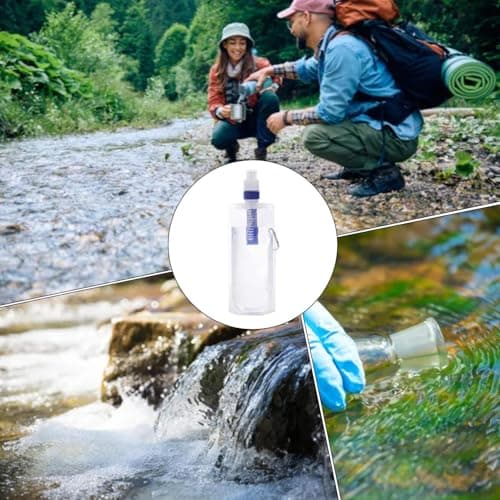 Filtered Water Bottle - 1000ml Water Bag with Filter | Water Bottle for Travel | Reusable Travel Container for Sports Hiking Camping Backpack Outdoor Survival Pure Drinking Filtration — view 5