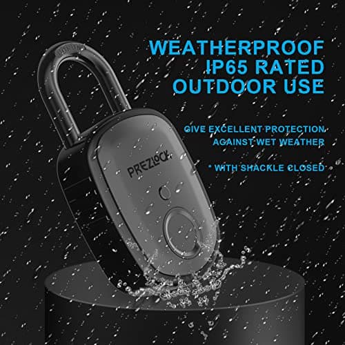 Prezlock Fingerprint Padlock with Key Backup, 2keys, Smart Padlock with Keyless Biometric, Suitable for Outdoor and Heavy Duty, IP65 Waterproof. — view 6