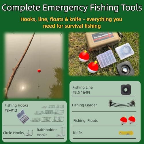 Mini Survival Fishing Kit Small Emergency Fishing TackleBox Pocket Outdoor Fishing Set Travel Party Fishing shoebox Surf Survivalist Fishing Accessories Pack Fishing Gear Gifts for Starter Men Teens — view 6