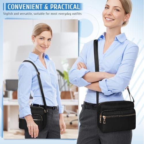 GAOHUI Cross Body Bag Women with Adjustable Strap, Multi-Pocket Nylon Waterproof Shoulder Bag Black Handbag Anti Theft Ladies Bags for Women Girl Travel Daily Use — view 6