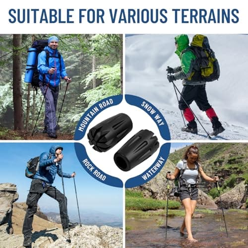 10 Pcs Trekking Pole Tips, Walking Stick Rubber Ends, Universal Fit Ferrules Hiking Poles Caps Crutch Protectors, Replacement Accessories for Asphalt Gravel Rock Snow Mud Enhanced Grip — view 5