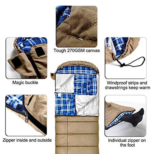 Mcota Winter 0 Degree Canvas Sleeping Bag for Adults, Removable Liner — view 6