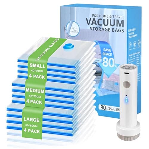 12 Pack Vacuum Storage Bags for Clothing Travel with Cordless Electric Pump