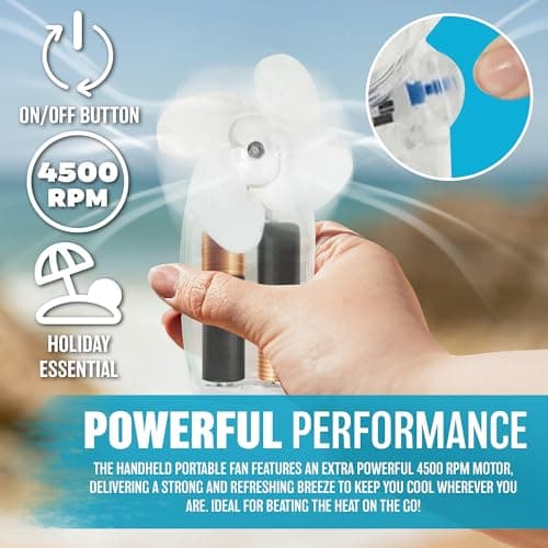 BARGAINS-GALORE 10 x Mini Portable Pocket Fan - Cool Air Hand Held Battery Travel Summer Blower 4 Cooler - Set of 10 | For Home, Office, Outdoor, Travel, Stroll — view 4