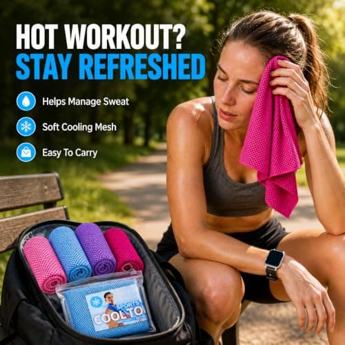 GHKJOK 4 Sports Towels, 30 x 80 cm Microfibre Mesh with Zip Pouch — view 3