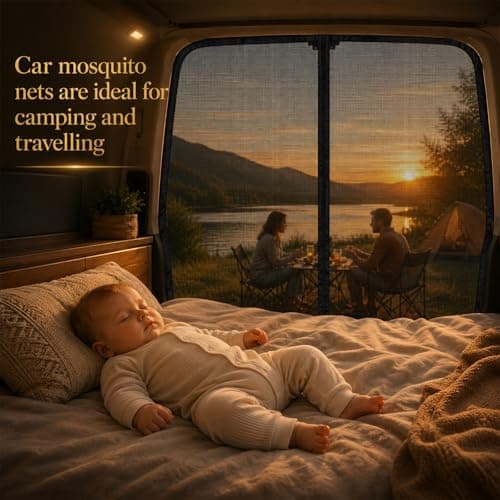 Normodic Mosquito Net Magnetic for VW T5 T6, Tailgate Fly Screen with Magnetic Closure, Rear Door Mesh Screen Van Bug Protection, Boot Sun Shade Netting Mesh Curtain for Outdoor Camping Travel — view 6