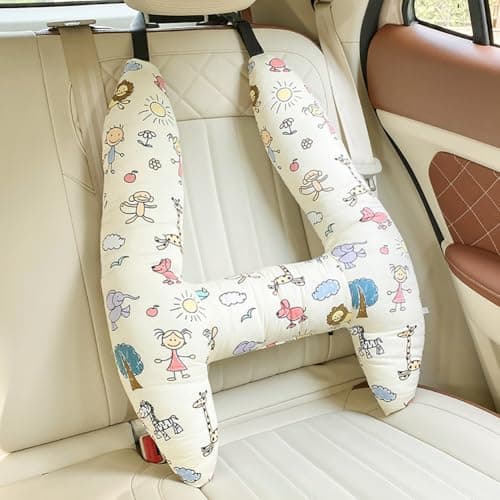 Kids Adults Car Travel Pillow Car Seat Head Support Neck Pillow Soft Head Body Car Seat Belt Pillow Cushion Safety Strap Cover Headrest Aircraft Car Travel Sleeping Pillow For Car Seat Airplane Train — view 3