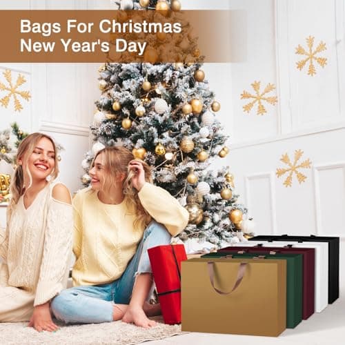 NAHRMY 1 piece Extra Large Gift Bag with Greeting Cards Gold 43 x 32 x 13 cm, Large Paper Party Gift Bags for Presents Wedding Birthday Christmas Celebration — view 6
