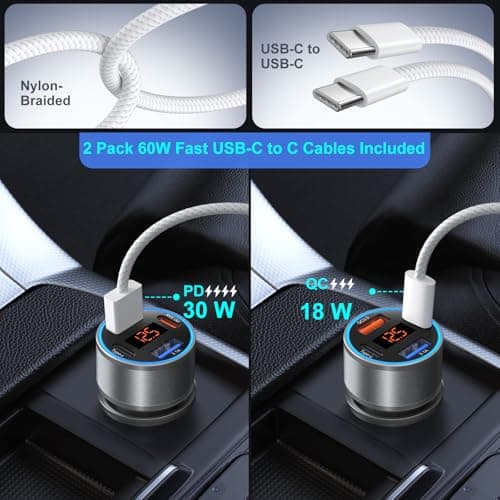65W Multi Port Car Charger USB C Fast Charge for iPhone 17/16/15/14 Pro Max — view 4