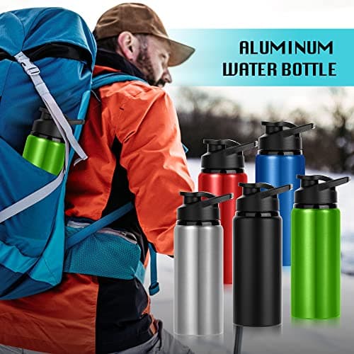 LYDTICK 10 Pack Water Bottles Bulk, 20oz Sports Aluminum Water Bottle with Snap Lids Metal Reusable Leak proof Personalized Bottle for Travel Camping Gym Hiking Fishing(Black) — view 4