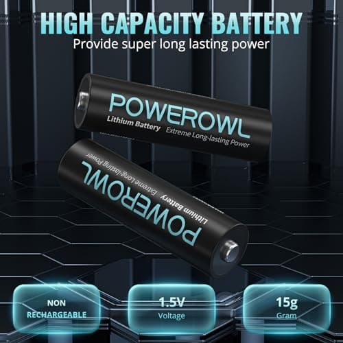 POWEROWL - Lithium AA Battery 8 Pack, 1.5V Long-Lasting Double A Batteries for Blink Camera, Smart Lock, Security Alarm, Digital Camera & High Drain Devices (Non-Rechargeable) — view 3