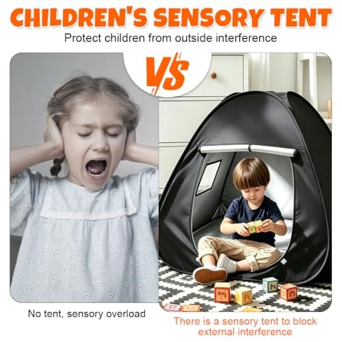 Hojalis Sensory Tent, 84x84x96 cm Calm Down Play Tents, Black Out Den for Autism With A Small Window, Foldable Kids Pop Up Play Tents To Play And Relax Anxiety Relief, Calm Corner Blackout Tent — view 5