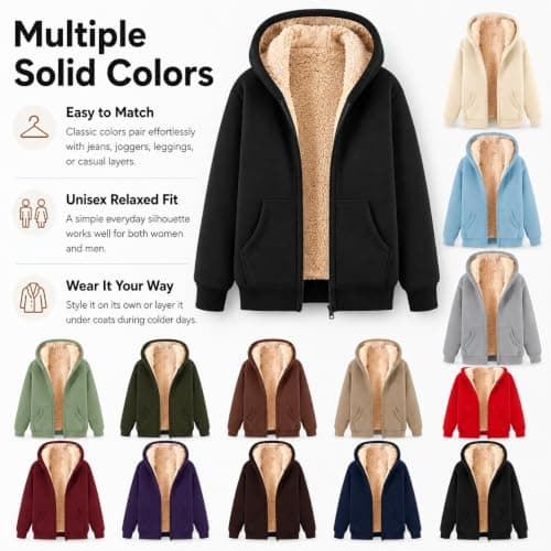 aokavise women's clothing,Fleece Jacket Women 2026 Casual Hoodies Jackets Sweatshirts Trendy Lightweight Ladies Wool Winter Coat Comfy Fashion Zip Up Travel Hoodie Warm Fall Women's Jumpers Orange — view 6