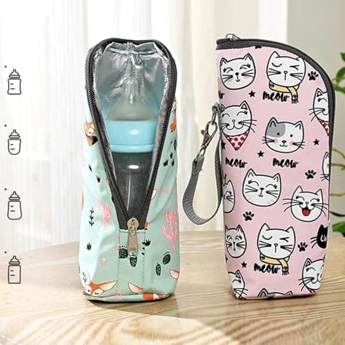 2 Pack Insulated Baby Bottle Bag, Portable Bottle Warmer Bag With Rope, Travel Thermal Holder, Waterproof Breastmilk Cooler Storage, Thermal Feeding Pouch Holder For Backpacks Strollers Travel Outdoor — view 3