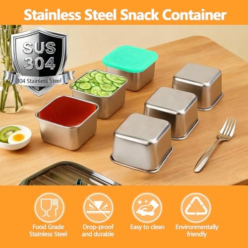 EeSkap 8 Pack 6oz Snack Box Containers with Silicone Lids — view 3