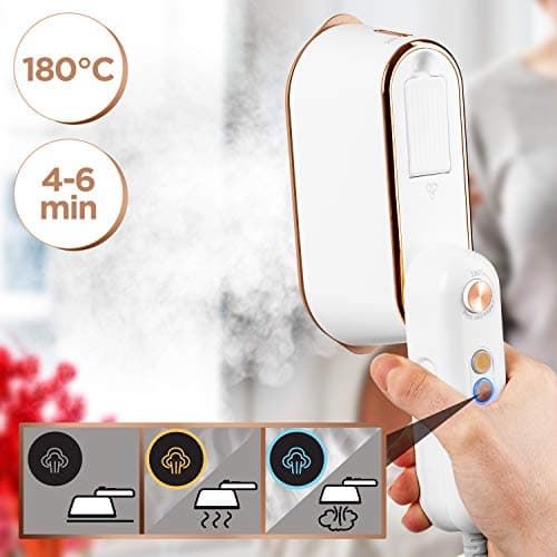 Duronic Steam Irons HS90 WE 1200W Travel Iron Garment Steamers with 90ml Tank, Handheld Vertical Steamer for Travel, Holiday, Quilting, Craft, Crease & Wrinkle Remover, White — view 5