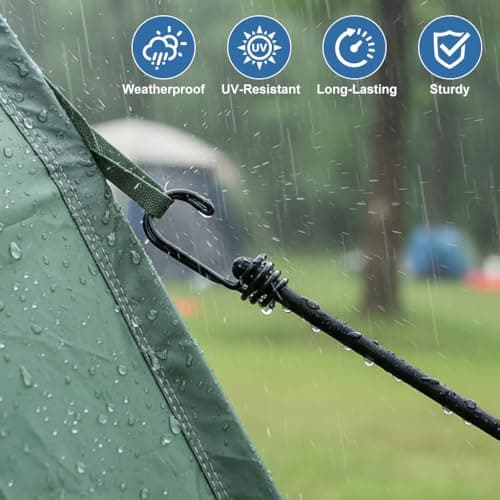 5-Pack Heavy Duty Bungee Cords with Hooks Weather Resistant Bungee Rope with Metal Double-J Hooks 8mm Thick Black Elastic Straps for Securing Luggage, Tarps, Tents and Outdoor Gear - 29.5” Long — view 6