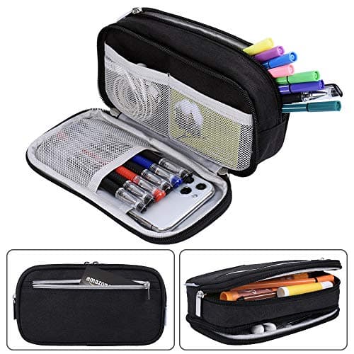 Chelory Pencil Case Large Capacity Pencil Cases Big Storage Pencil Bag Pen Pouch Holder Stationary Office Organizer for Boys Girls Teens Students School Supplies Makeup Bag Adults, Black — view 2