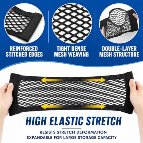 Car Boot Tidy Mesh Pockets 2+2 – 40x25/30x25cm, No-Drill Adhesive/Velcro — view 4