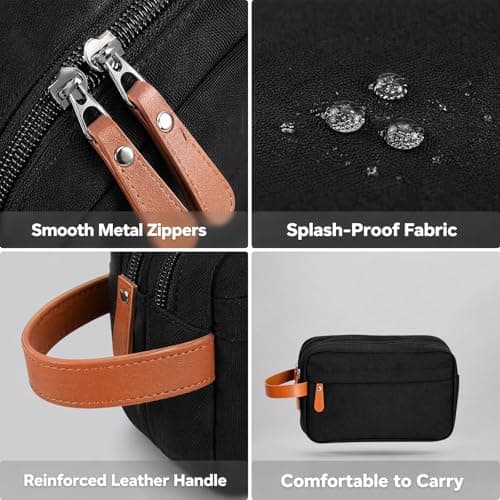 Large Mens Wash Bag Water-Resistant Toiletry Bag for Travel & Gym, Spacious Shower Organiser with Handle for Shaving Kit & Toiletries, Multi-Purpose Bathroom Pouch (Black) — view 5