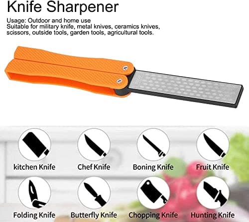 Zerodis 400/600 Grit Knife Sharpener, Folding Double-Sided Diamond Sharpening Stone Tool for Outdoor Camping Garden Kitchen(Yellow) — view 6