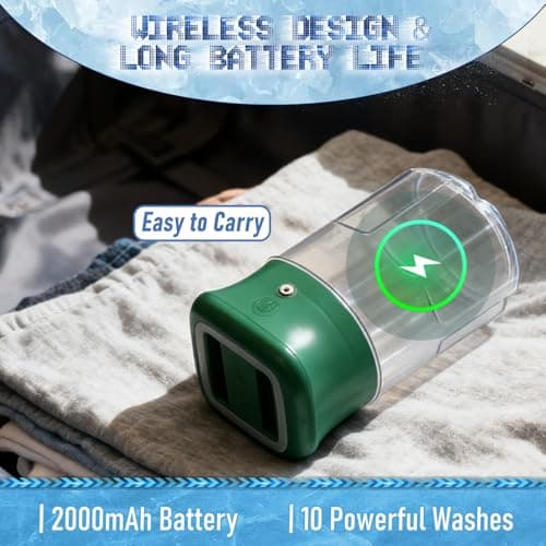 Mini Portable Underwear Washing Machine, Turbo Travel Washing Machines for Camping, Rechargeable Cordless Clothes Wash Suitable for Underwear, Bra, Socks, Baby Clothes, and Small Item (Green) — view 6