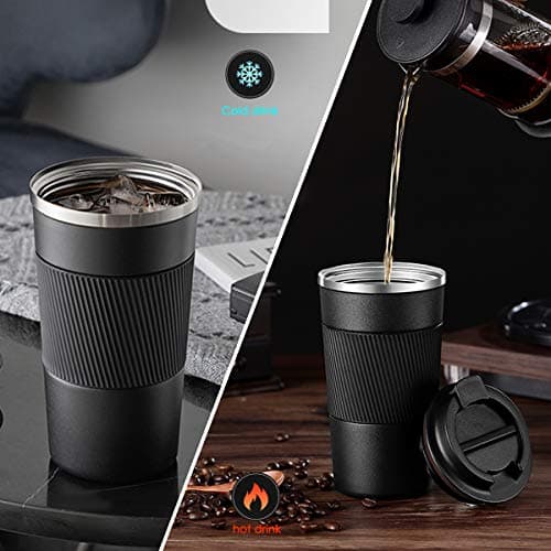 YINJOYI Travel Mug Reusable Coffee Cups Thermal Insulated Vacuum Insulation Stainless Steel Bottle for Hot Cold Drinks (Green, 510ml) — view 5