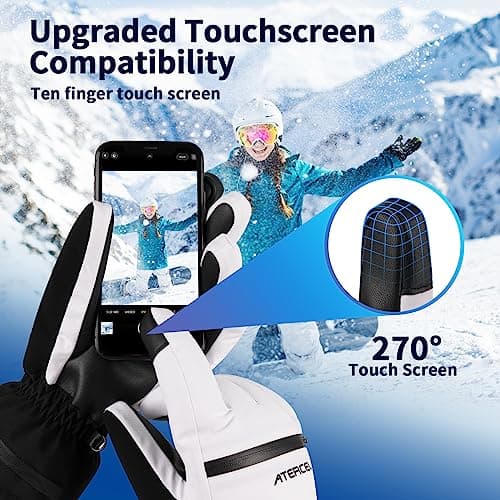 ATERCEL Waterproof Ski Gloves - 3M Thinsulate Warmth, Touchscreen — view 4