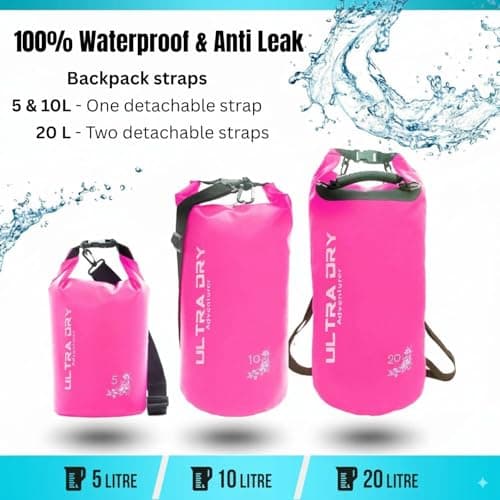 Premium Waterproof Bag, Sack with Phone Dry Bag and Long Adjustable Shoulder Strap Included, Perfect for Kayaking/Boating/Canoeing/Fishing/Rafting/Swimming/Camping/Snowboarding (Pink, 5 L) — view 2