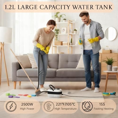 Steam Cleaner Handheld for Home, 2500W High Temperature Pressurized Machine, Large Capacity Steam Cleaning & 14 Accessories, Portable Cleaning Steamer for Car, Bed Bug, Furniture, Couch — view 3