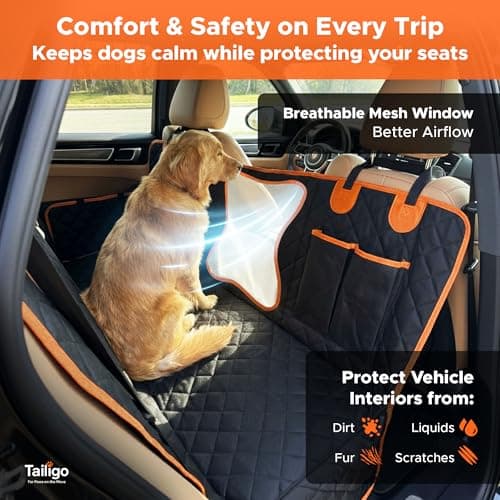 Tailigo Premium Dog Car Seat Cover – Waterproof, Heavy-Duty, Non-Slip, Full Protection for Back Seat – Safety Anchors, Side Flaps & Storage Pockets – Fits All Cars & SUVs — view 2