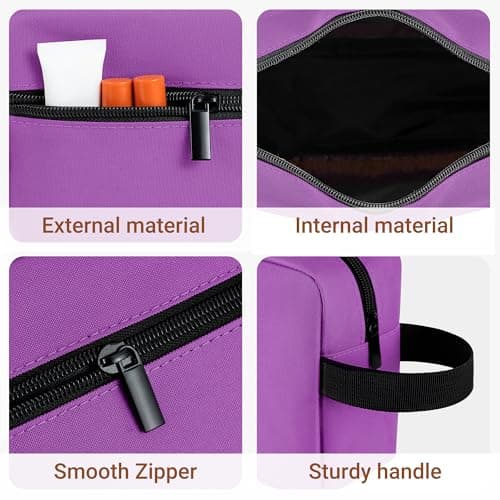 Elviros Travel Toiletry Bag for Women and Men, Lightweight Makeup Bag Hanging Dopp Kit with Shaving Compartment Cosmetic Organizer Small Tool Bag Travel Essentials Gift for Women, Grape Purple — view 4