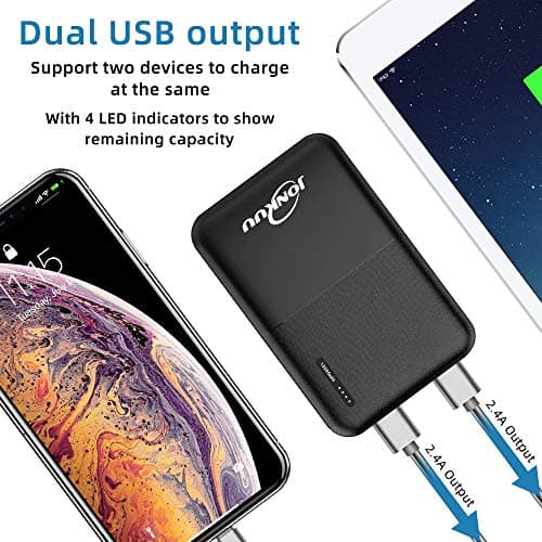 Mini Power Bank 10000mah, Portable Charger External Phone Battery Packs Dual Ports High Speed 2.4 A Powerpack Compatible for Huawei iPhone iPad Samsung Galaxy Nintendo Switch and Tablets (Black) — view 4