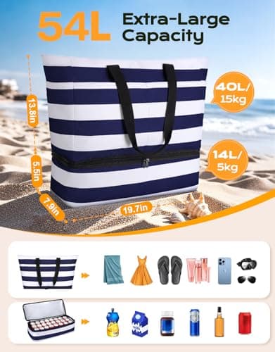 CIRYCASE Beach Bag with Cooler, 54L Extra Large Beach Bags for Women — view 4
