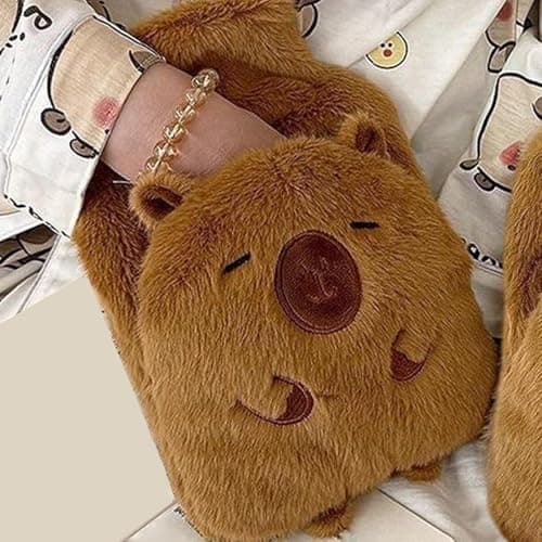 Capybara Hot Water Bottle Plush, 1000Ml Hot Water Bottle with Cover, for Camping Back Hand Travel School Shoulder Neck Legs Women Men Kids — view 4