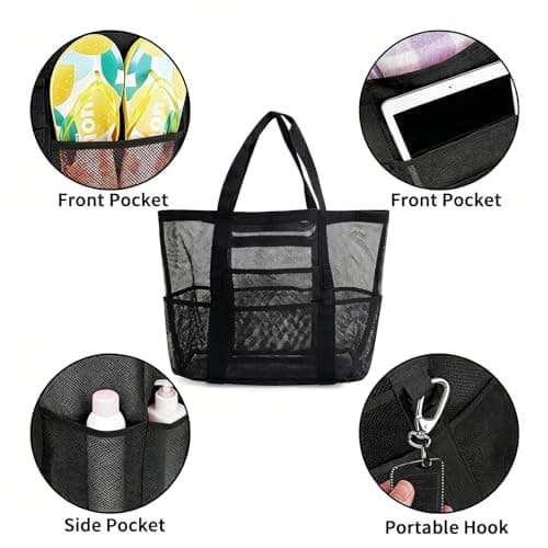 Ogetok Mesh Beach Bag, Extra Large Mesh Beach Tote Bag, Lightweight Oversized Pool Bags with 8 Pockets for Women and Men, Foldable Vacation Trip Essentials Beach Accessories — view 5
