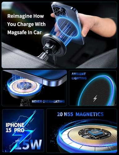 for Magsafe Car Mount Charger [15W Fastest Charging] with 3FT USB C Cable — view 4
