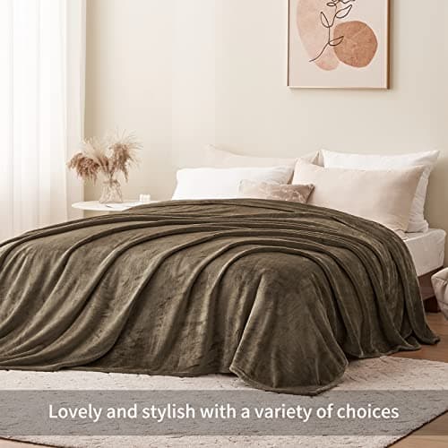 Aisbo Brown Throws Blanket - Throws for sofas Fluffy Large Blanket Fleece, Warm Soft Flannel Blanket for Couch, 220x240cm — view 3